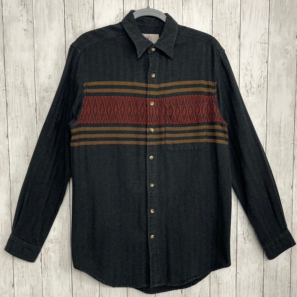 The Territory Ahead Vintage Men's Tall Button Down Shirt Aztec Southwest Stripe